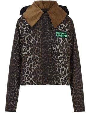Barbour X Ganni Leopard-Pattern Jacket - Black