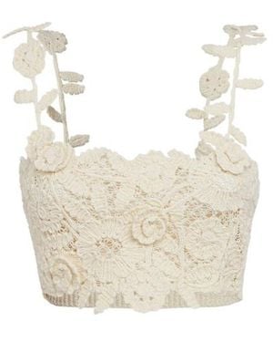 Blumarine Rose Knit Top - White