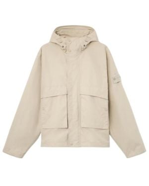 Stone Island Windproof And Breathable Hooded Jacket - Natural