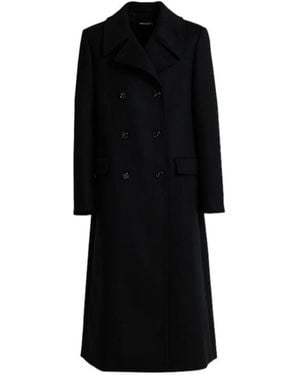 Ann Demeulemeester Miles Long Double Breast Wool Blend Coat - Black