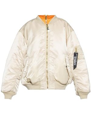 Vetements Logo-Zip Bomber Jacket - Natural