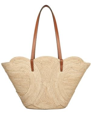 Celine Classic Panier Medium Braided Triomphe - Natural