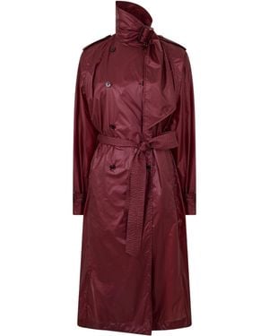 Saint Laurent Solid Colour Trench Coat - Red