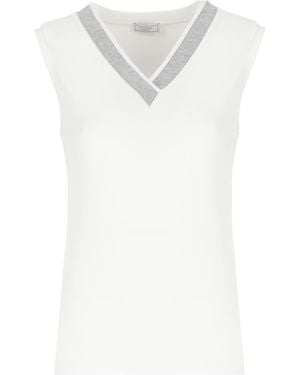 Peserico V-Neck Tank Top - White