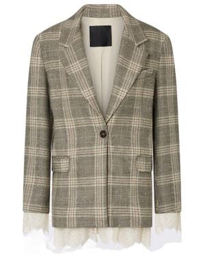Liu Jo Check Blazer With Lace Details - Green