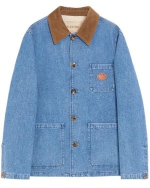 Valentino Logo-Patch Denim Jacket - Blue