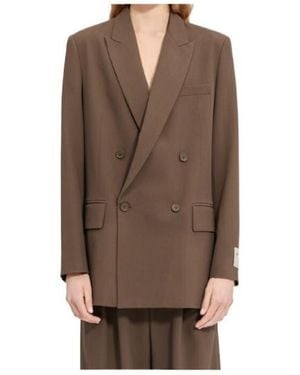 MM6 by Maison Margiela Wool Blend Suit Jacket - Brown