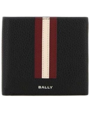 Bally Ribbon Logo Detailed Bi-Fold Wallet - Black