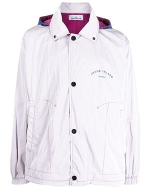 Stone Island Marina Logo-Print Hooded Jacket - Blue
