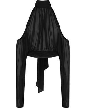 GIUSEPPE DI MORABITO Gathered Tie-Neck Top - Black