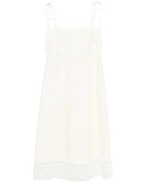 Valentino Lace Trim Sleeveless Midi Dress - White