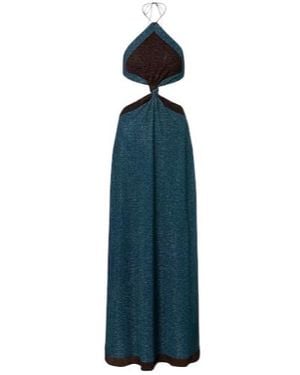 Oséree Lumière Cutout Halterneck Maxi Dress - Blue