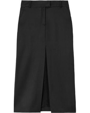 Johanna Ortiz Wool Front Slit Elegant Pencil Skirt - Black