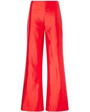 STAUD Silk-Dupioni Wide-Leg Pants - Red
