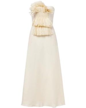 Johanna Ortiz Embellished Linen Maxi Dress - White