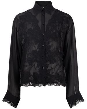Ermanno Scervino Long-Sleeved Silk Shirt - Black