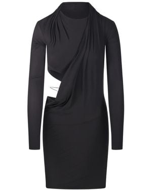 Amazuìn Draped Cutout Dress - Black
