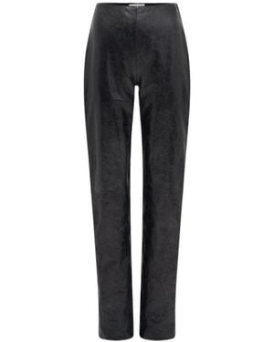 Marine Serre Glossy Moon Leather Straight Trousers - Black