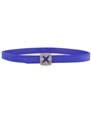 Manolo Blahnik Crystal Buckle Belt - Blue