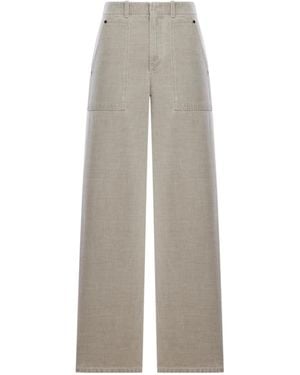 Fendi Logo Detailed Wide-Leg Jeans - Gray