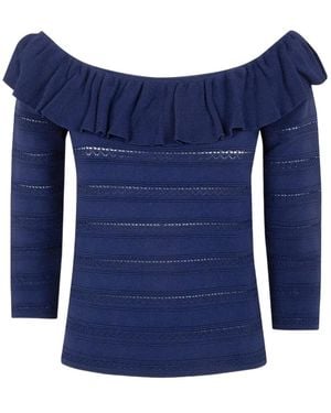 Blugirl Blumarine Ruffled Off-Shoulder Sweater - Blue