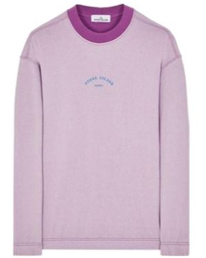 Stone Island Logo-Print Long-Sleeve Sweatshirt - Purple