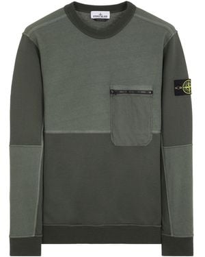 Stone Island Logo Round-Necked Jumper - Green