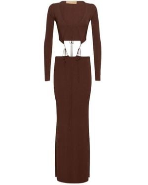 AYA MUSE Tie-Waist Long-Sleeved Dress - Brown
