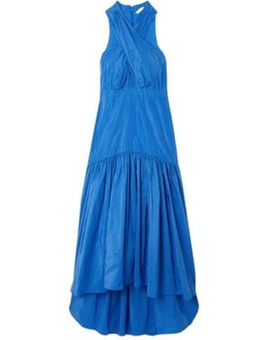 Veronica Beard Radley Tiered Taffeta Midi Dress - Blue