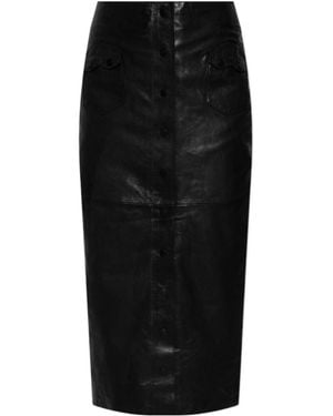 AllSaints Button-Up Midi Skirt - Black