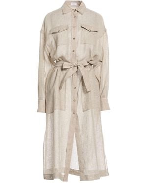 Brunello Cucinelli Metallic Shirt Dress - Natural