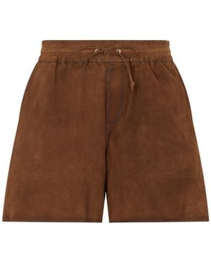 P.A.R.O.S.H. Suede Drawstring Shorts - Brown