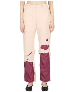 Raf Simons High Waist Distressed Jeans - Pink