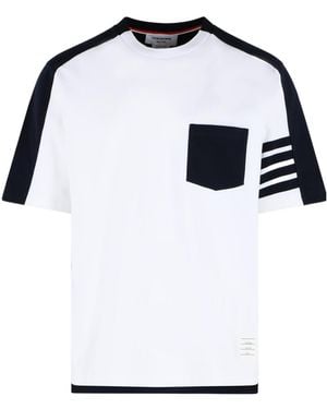 Thom Browne 4-Bar Colour-Block T-Shirt - White