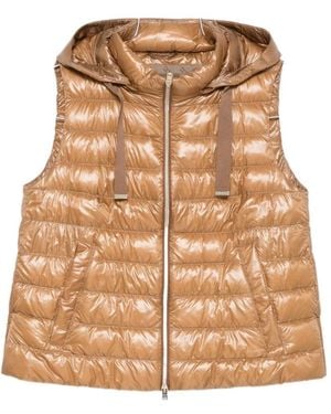 Herno Drawstrings-Collar Waistcoat - Brown