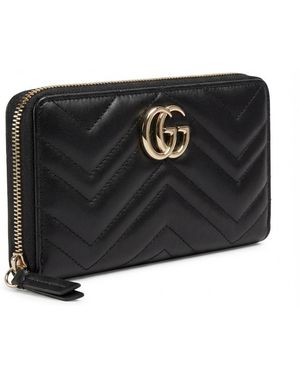 Gucci Gg Marmont Zip Around Wallet - Black