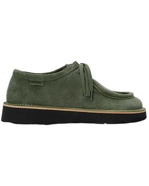 Loewe Lace-Up Suede Derby Shoes - Green