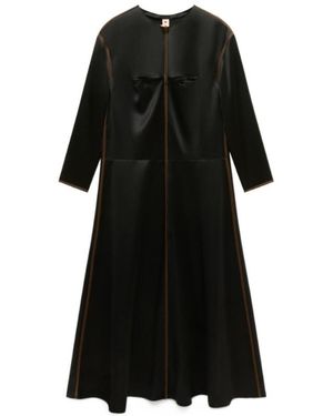 Marni Satin Contrast Stitch Long-Sleeved Dress - Black