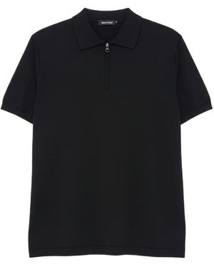 Aspesi Quarter-Zip Polo Shirt - Black