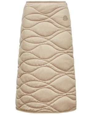 Moncler Logo Patch Long Padded Skirt - Natural