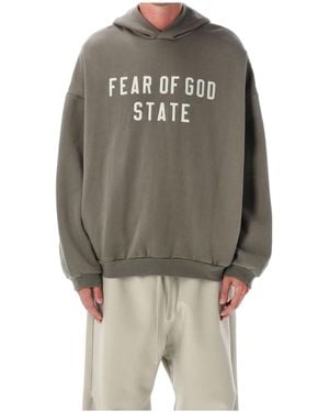 Fear Of God Logo Hooded Sweatshirt - Grey