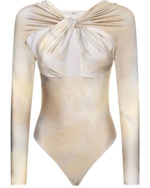 Coperni Twisted Openwork Knitted Bodysuit - Natural