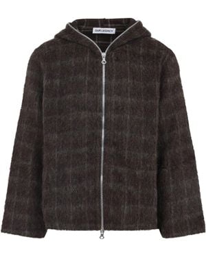 Our Legacy Hairy Wool Check Zip-Up Sweatshirt - Black