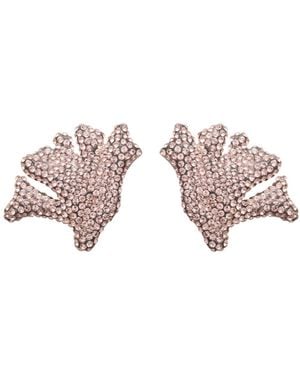 Tory Burch Crystal Earrings With Metal Clasps - Pink