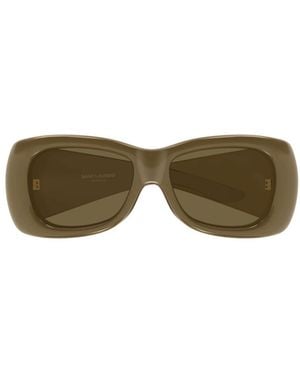 Saint Laurent Rectangle-Frame Sunglasses - Green