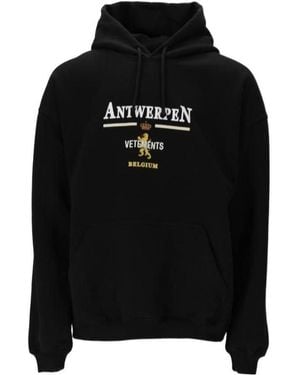 Vetements Antwerp Logo-Print Rib-Trimmed Hoodie - Black