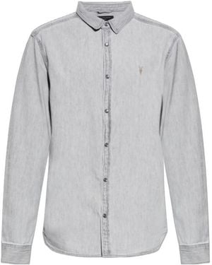 AllSaints Signature Embroidered Casual Shirt - Grey