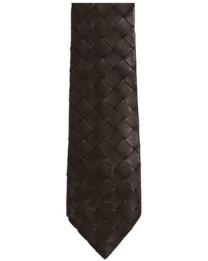 Bottega Veneta Intrecciato Pointed-Tip Tie - Black