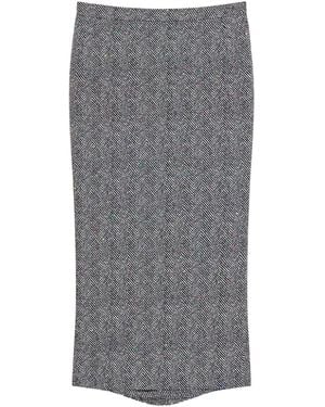 Givenchy Herringbone Motif Midi Skirt - Grey