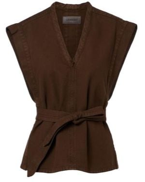 Lemaire Belted Cotton Twill Top - Brown